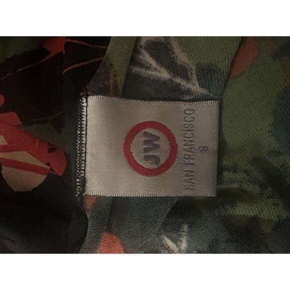 JW San Francisco Green Orange Multi Color Floral Short Sleeve Blouse Sz S - Picture 7 of 7